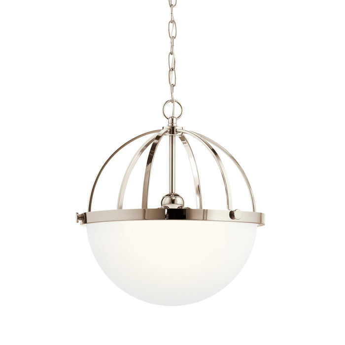 Kichler 52135PN Three Light Pendant, Polished Nickel