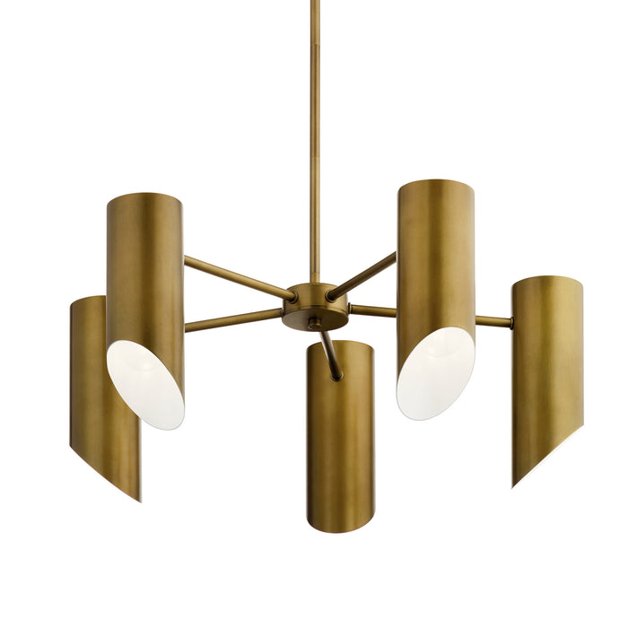 Kichler 52160NBR Five Light Chandelier, Natural Brass