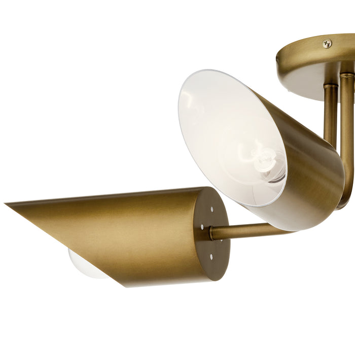 Kichler 52164NBR Four Light Semi Flush Mount, Natural Brass