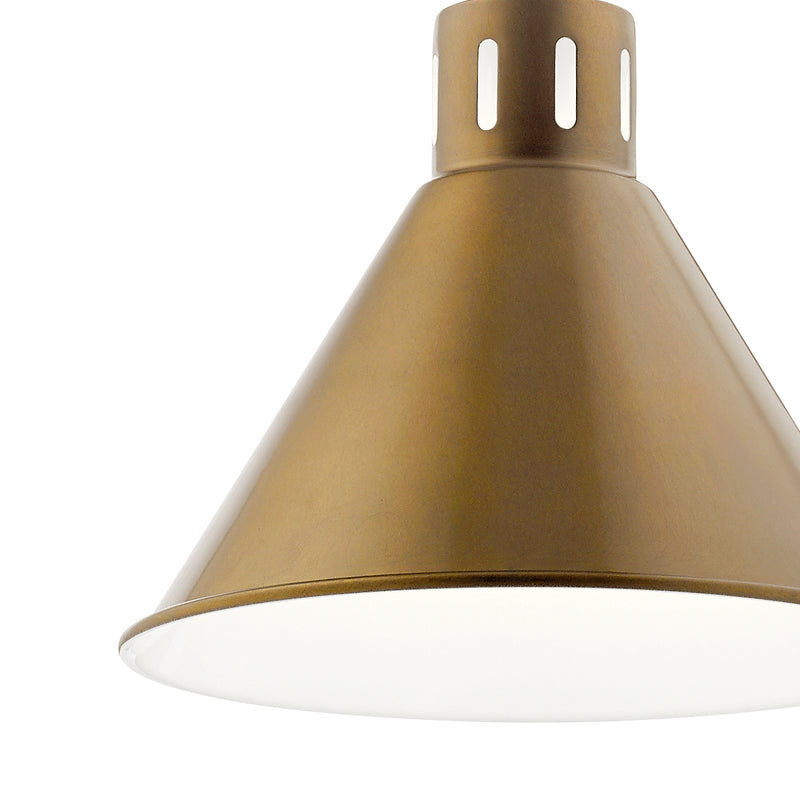 Kichler 52176NBR One Light Pendant, Natural Brass