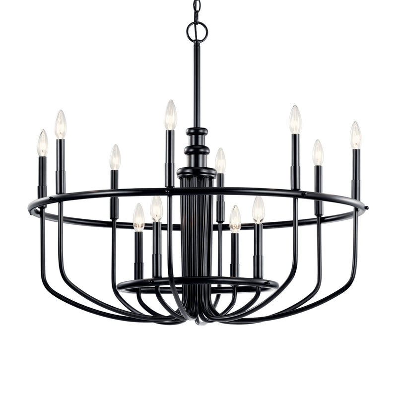 Kichler 52305BK 12 Light Chandelier, Black