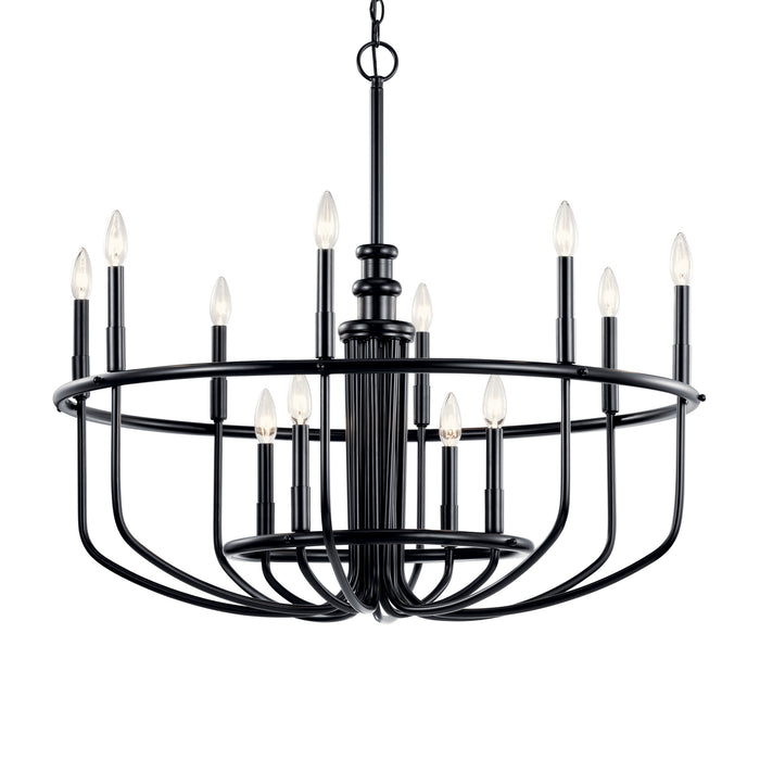 Kichler 52305BK 12 Light Chandelier, Black