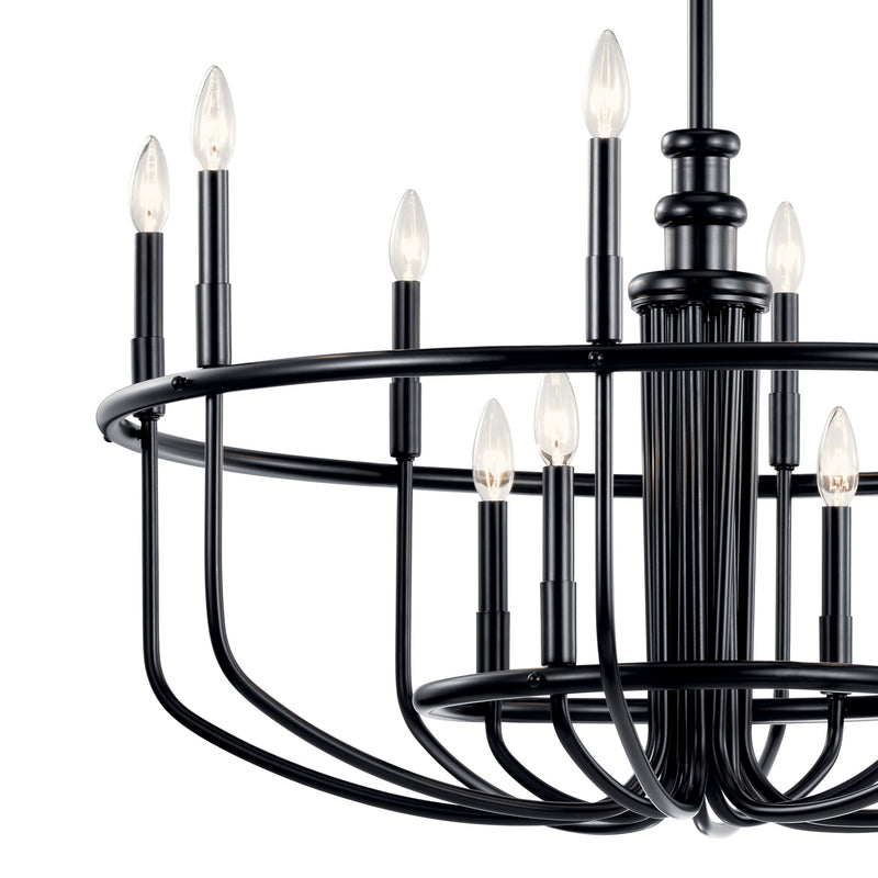 Kichler 52305BK 12 Light Chandelier, Black