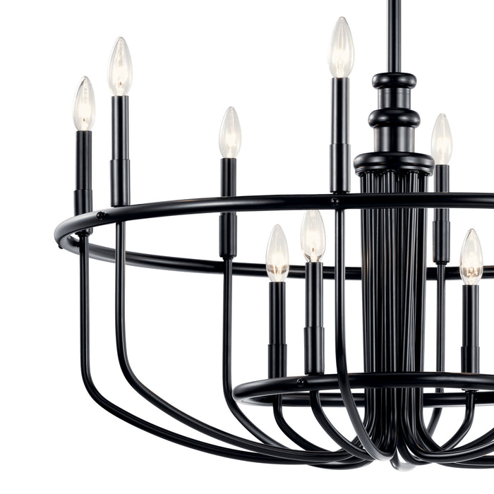 Kichler 52305BK 12 Light Chandelier, Black