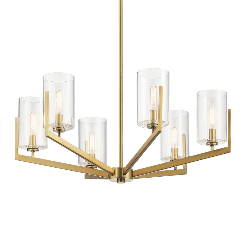Kichler 52314BNB Six Light Chandelier, Brushed Natural Brass