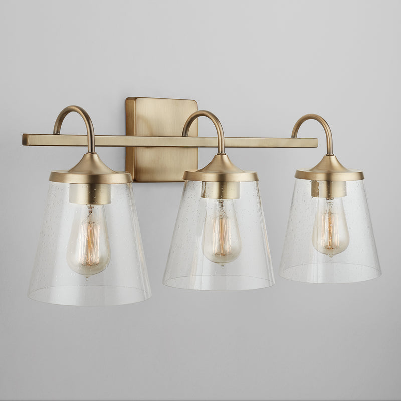 Capital Lighting 139132AD-496 Three Light Vanity, Aged Brass