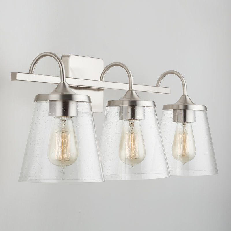 Capital Lighting 139132BN-496 Three Light Vanity, Brushed Nickel
