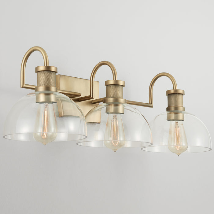 Capital Lighting 139133AD-497 Three Light Vanity, Aged Brass