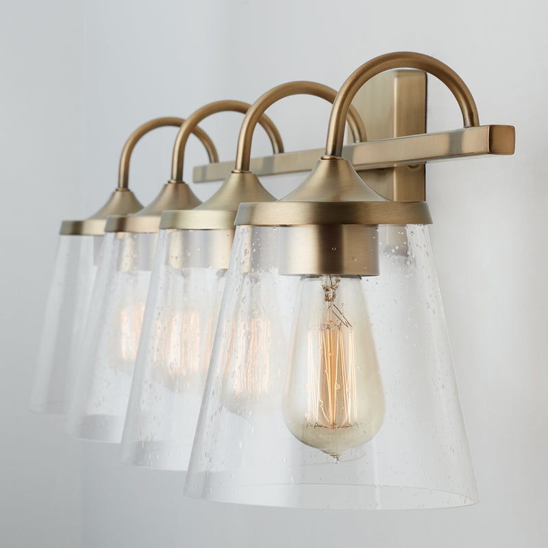 Capital Lighting 139142AD-496 Four Light Vanity, Aged Brass