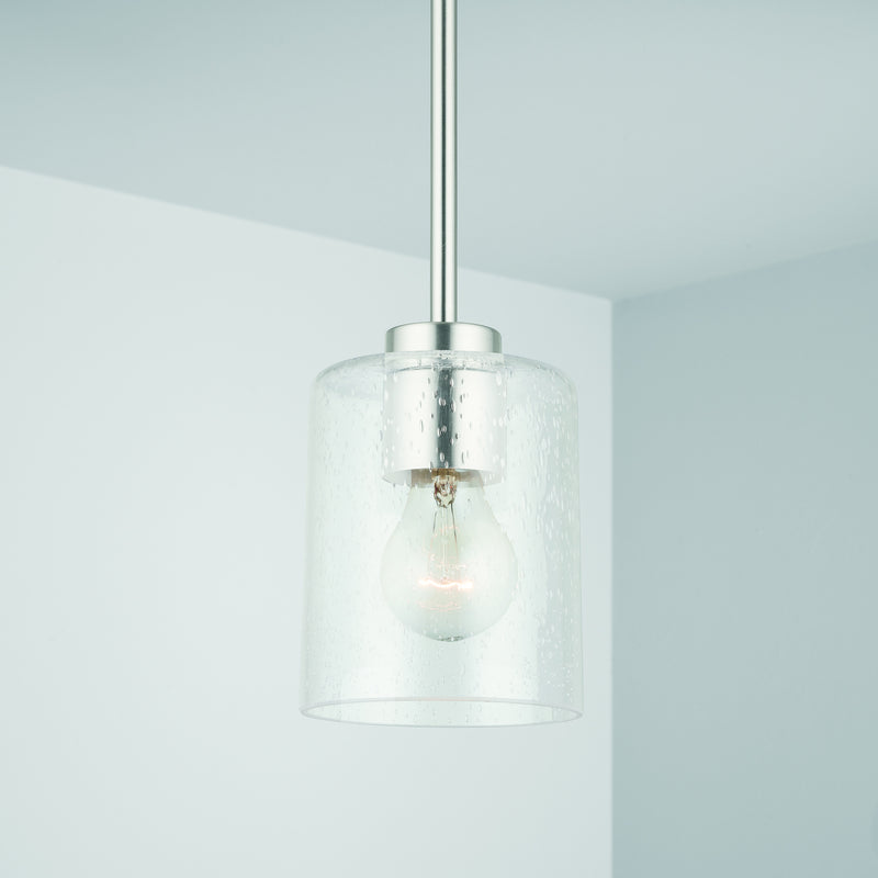 Capital Lighting 328511BN-449 One Light Pendant, Brushed Nickel