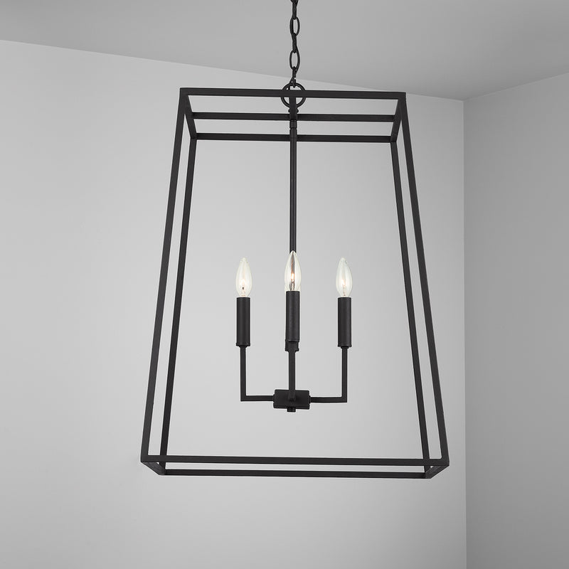 Capital Lighting 337341BI Four Light Pendant, Black Iron