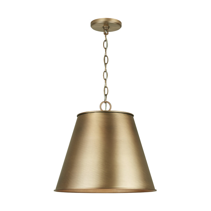 Capital Lighting 337811AD One Light Pendant, Aged Brass