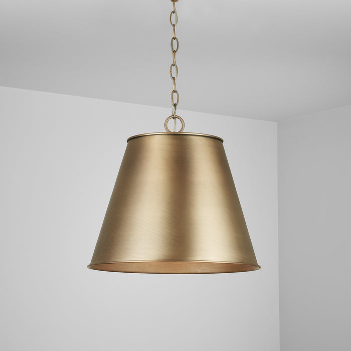 Capital Lighting 337811AD One Light Pendant, Aged Brass