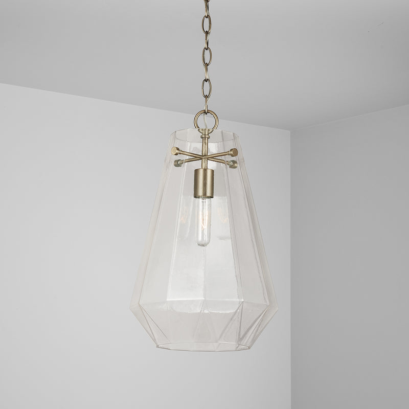 Capital Lighting 338316AD One Light Pendant, Aged Brass