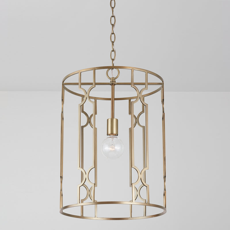 Capital Lighting 338911AD One Light Pendant, Aged Brass