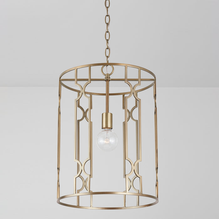 Capital Lighting 338911AD One Light Pendant, Aged Brass