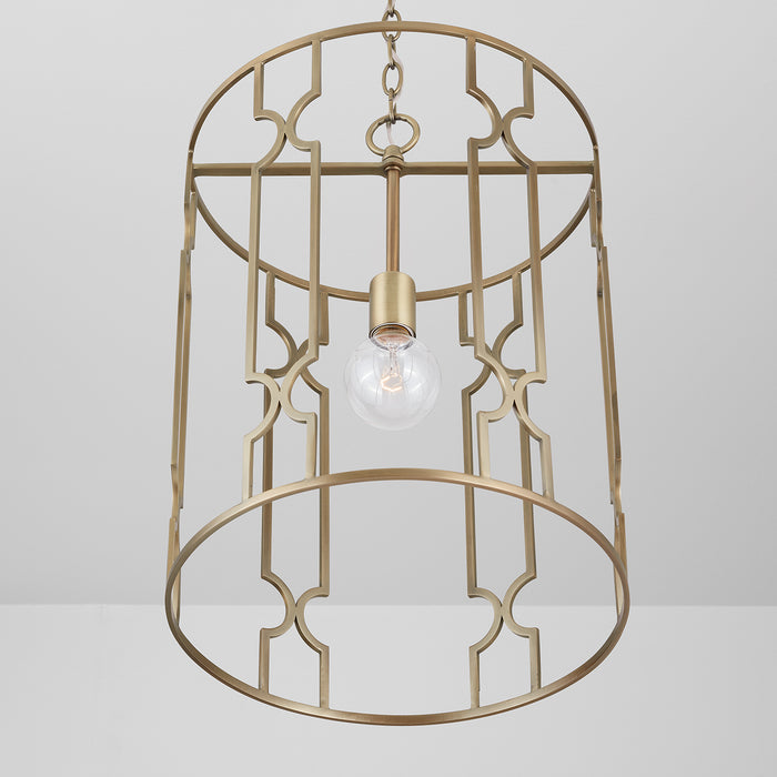 Capital Lighting 338911AD One Light Pendant, Aged Brass