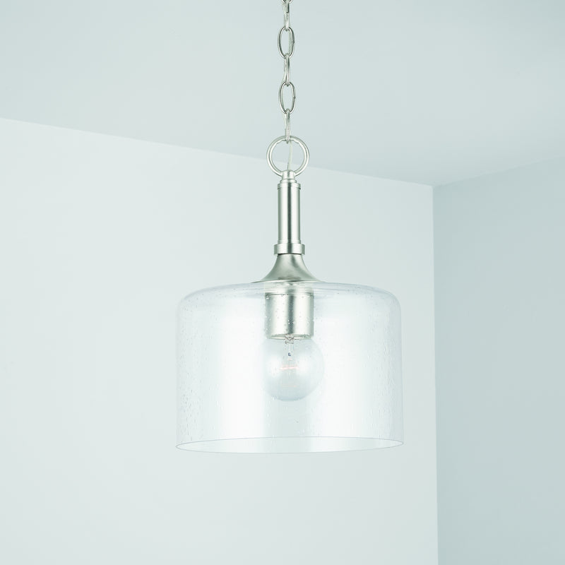 Capital Lighting 339311BN One Light Pendant, Brushed Nickel