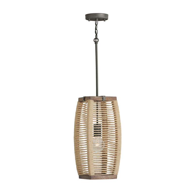 Capital Lighting 340311YG One Light Pendant, Grey Wash and Grey Iron