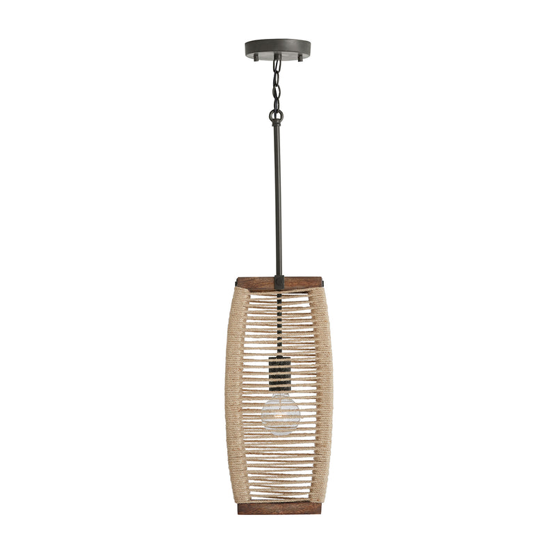 Capital Lighting 340311YG One Light Pendant, Grey Wash and Grey Iron