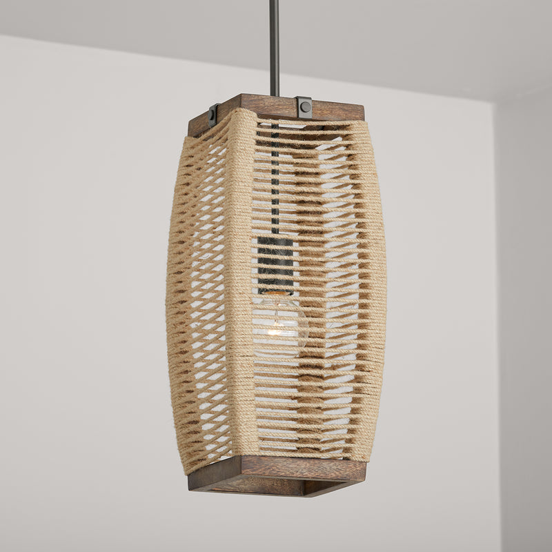 Capital Lighting 340311YG One Light Pendant, Grey Wash and Grey Iron