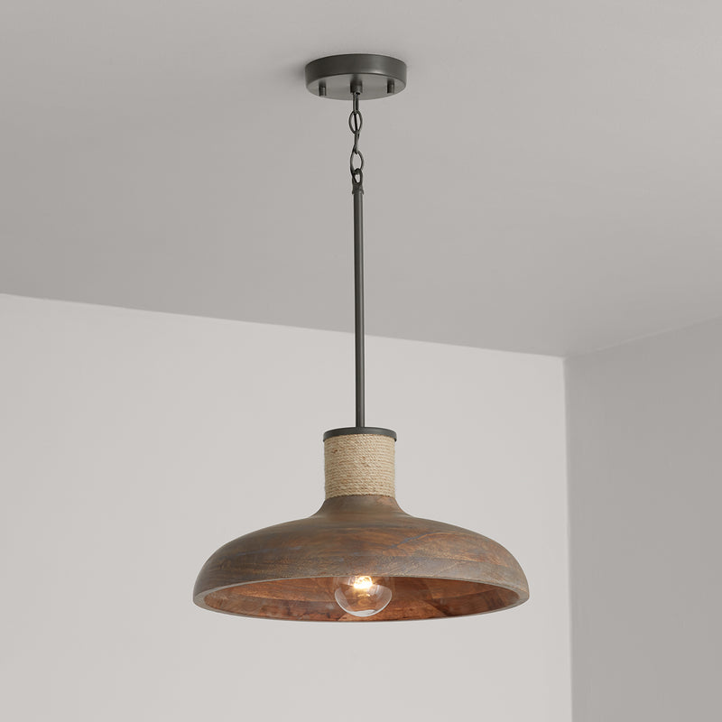 Capital Lighting 340312YG One Light Pendant, Grey Wash and Grey Iron