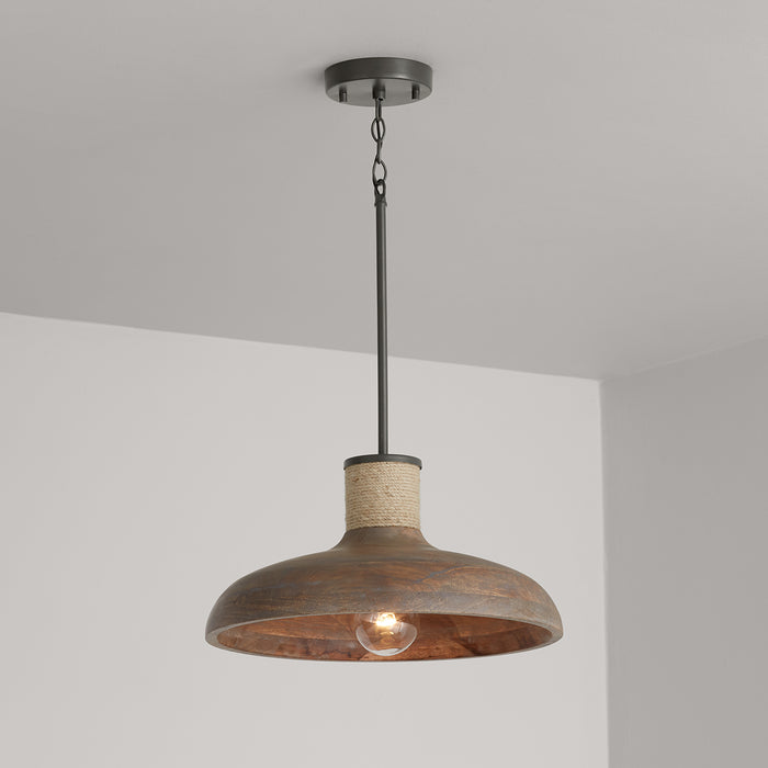 Capital Lighting 340312YG One Light Pendant, Grey Wash and Grey Iron