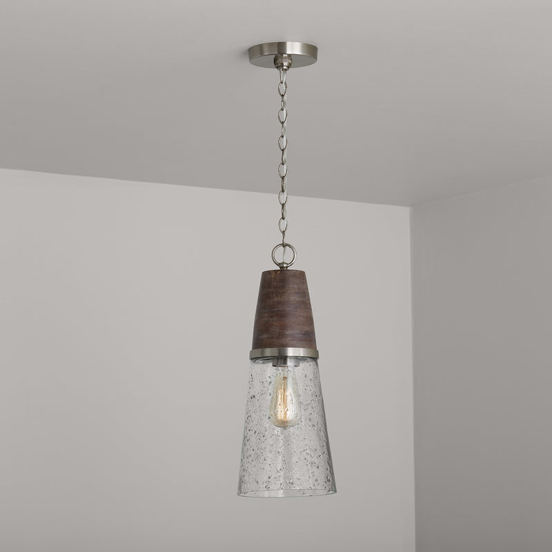 Capital Lighting 340511HN One Light Pendant, Barnhouse and Matte Nickel