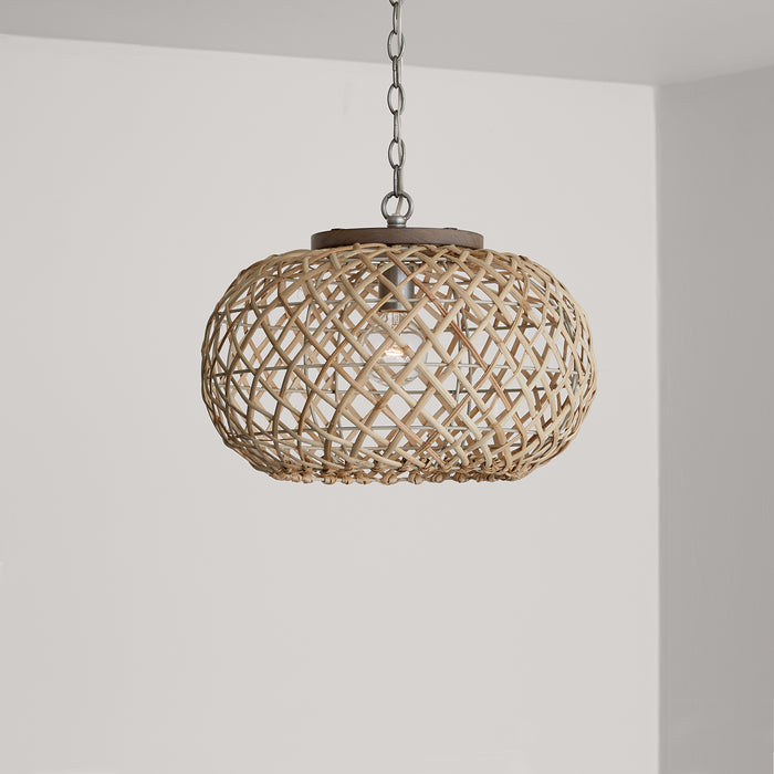 Capital Lighting 340811GK One Light Pendant, Grey Wash and Antique Nickel