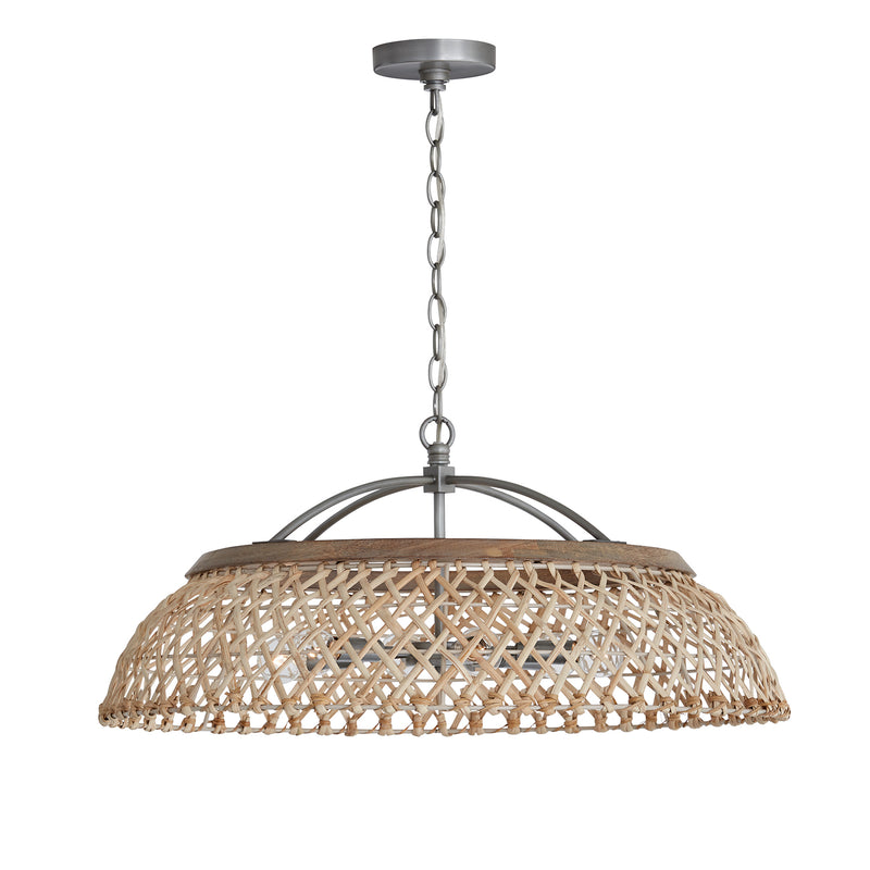 Capital Lighting 340862GK Six Light Pendant, Grey Wash and Antique Nickel