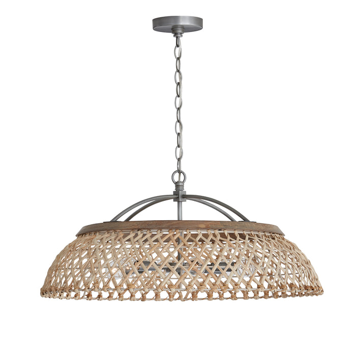 Capital Lighting 340862GK Six Light Pendant, Grey Wash and Antique Nickel
