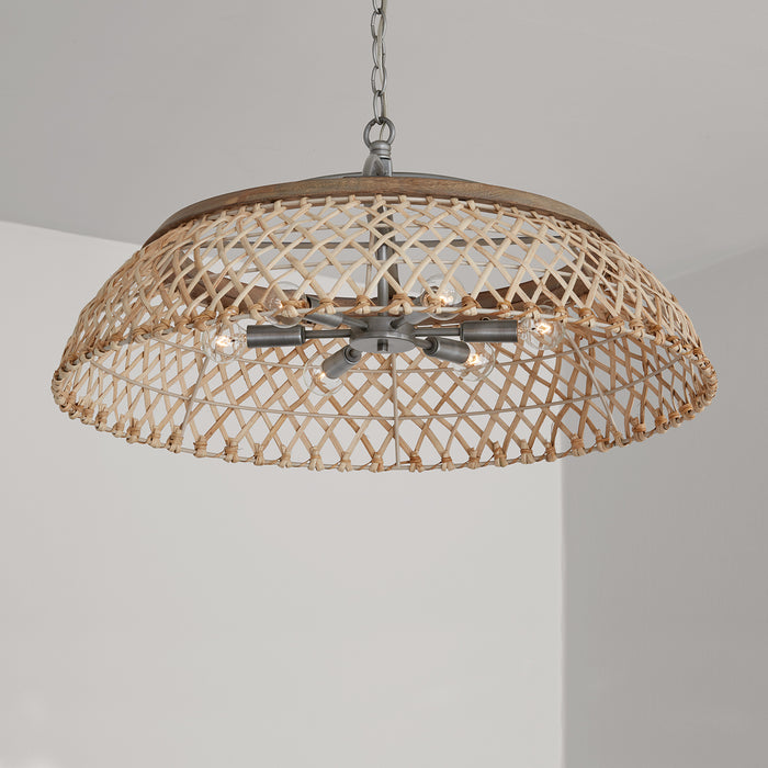 Capital Lighting 340862GK Six Light Pendant, Grey Wash and Antique Nickel