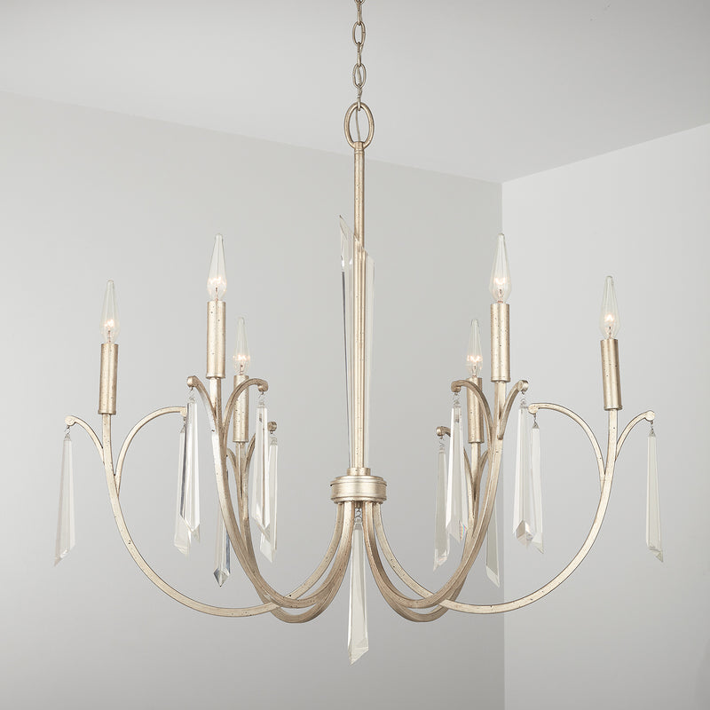 Capital Lighting 437061WG Six Light Chandelier, Winter Gold