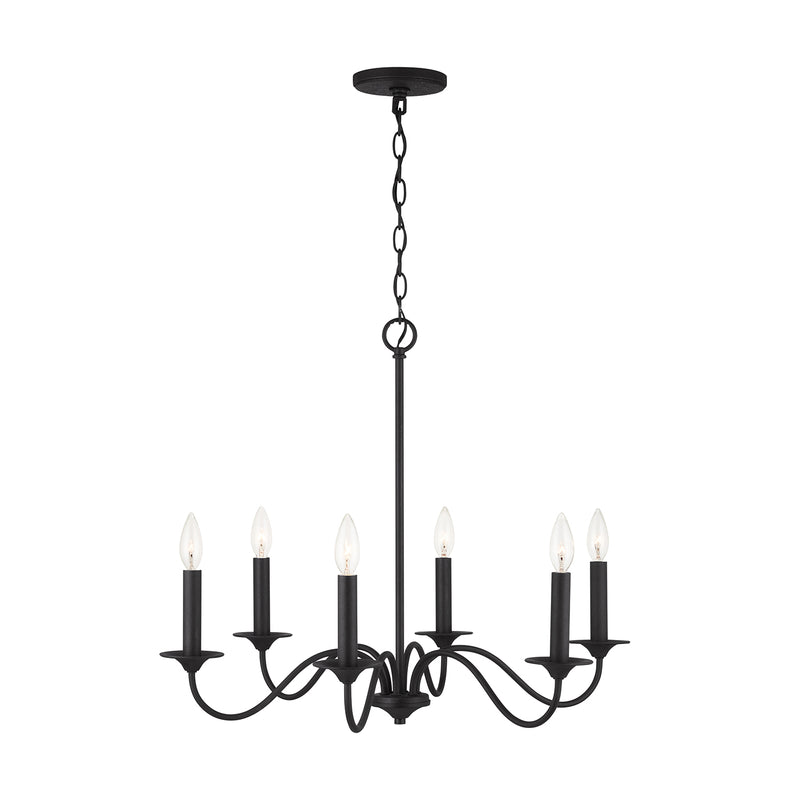 Capital Lighting 437261BI Six Light Chandelier, Black Iron