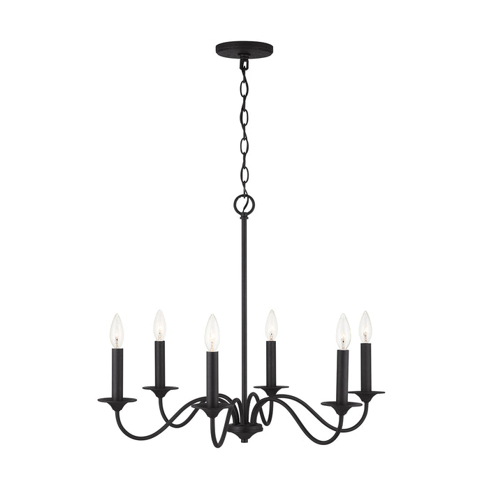 Capital Lighting 437261BI Six Light Chandelier, Black Iron