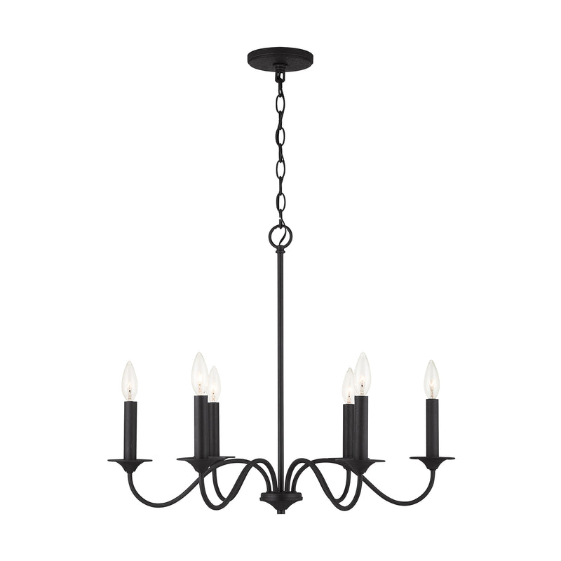 Capital Lighting 437261BI Six Light Chandelier, Black Iron