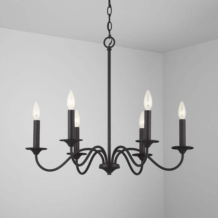 Capital Lighting 437261BI Six Light Chandelier, Black Iron