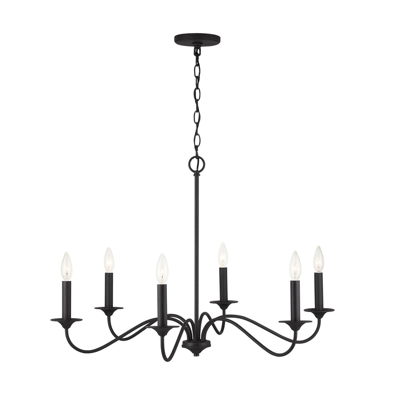 Capital Lighting 437262BI Six Light Chandelier, Black Iron