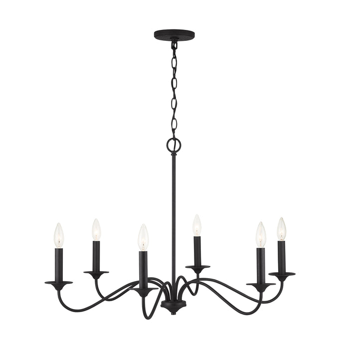 Capital Lighting 437262BI Six Light Chandelier, Black Iron