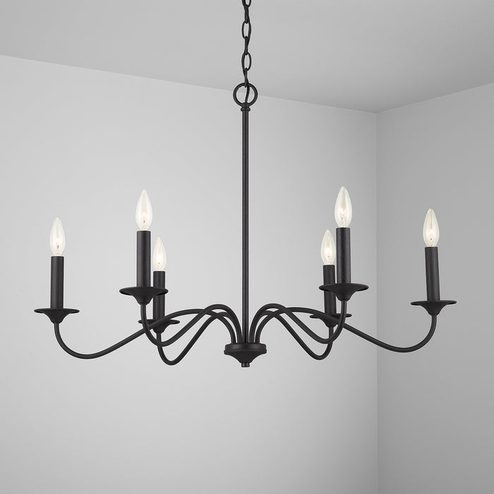 Capital Lighting 437262BI Six Light Chandelier, Black Iron