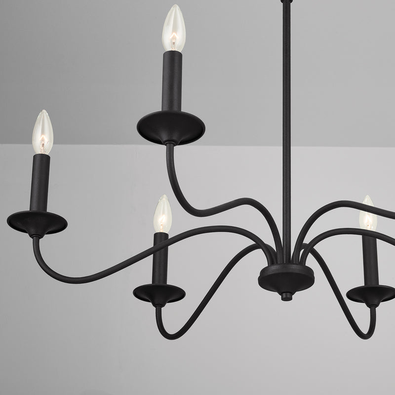 Capital Lighting 437262BI Six Light Chandelier, Black Iron