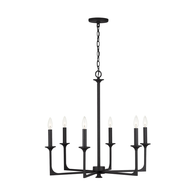 Capital Lighting 437361BI Six Light Chandelier, Black Iron