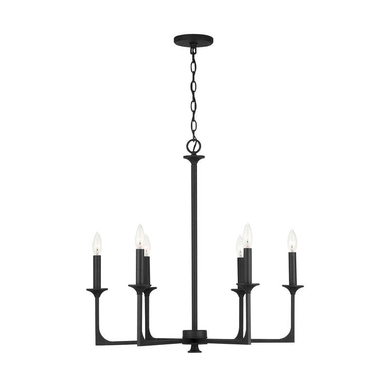Capital Lighting 437361BI Six Light Chandelier, Black Iron