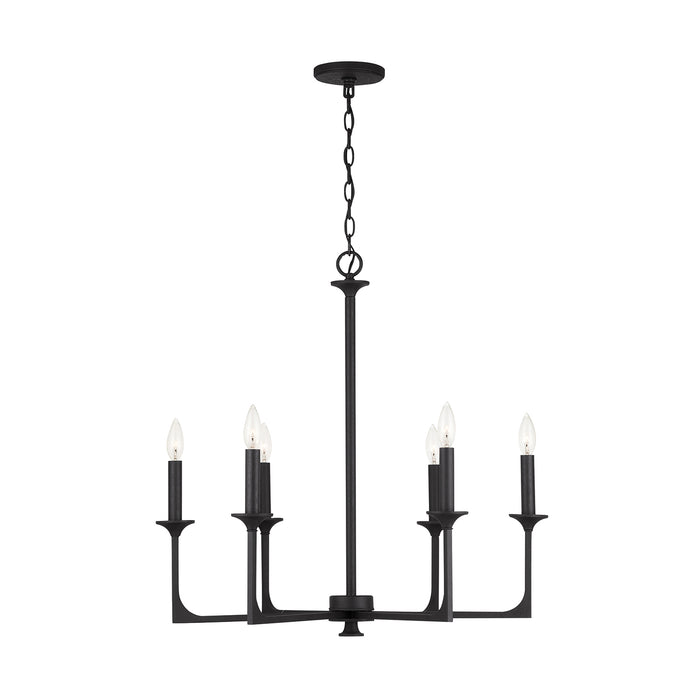 Capital Lighting 437361BI Six Light Chandelier, Black Iron