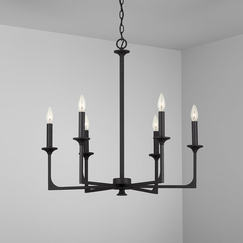 Capital Lighting 437361BI Six Light Chandelier, Black Iron