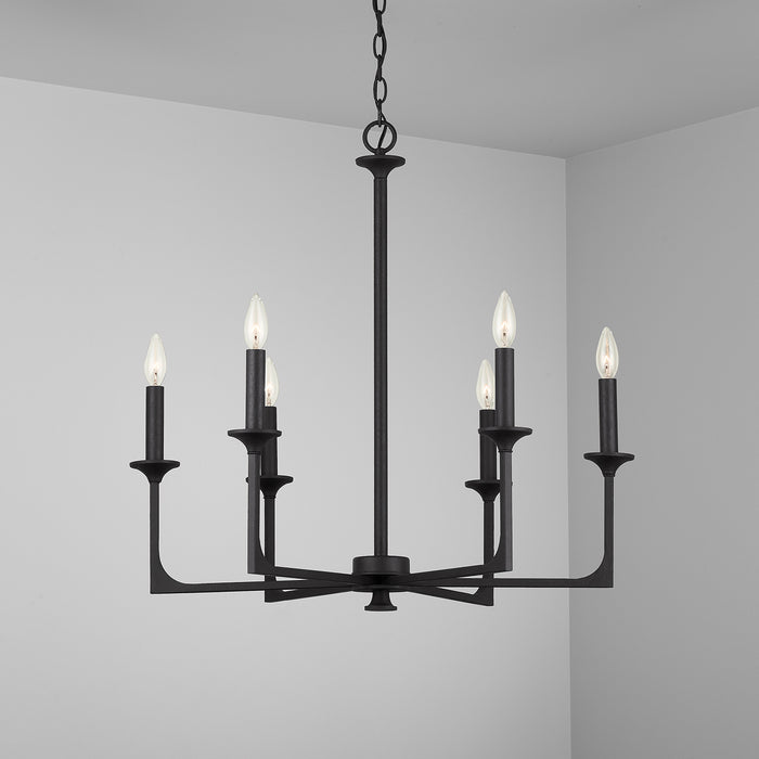 Capital Lighting 437361BI Six Light Chandelier, Black Iron