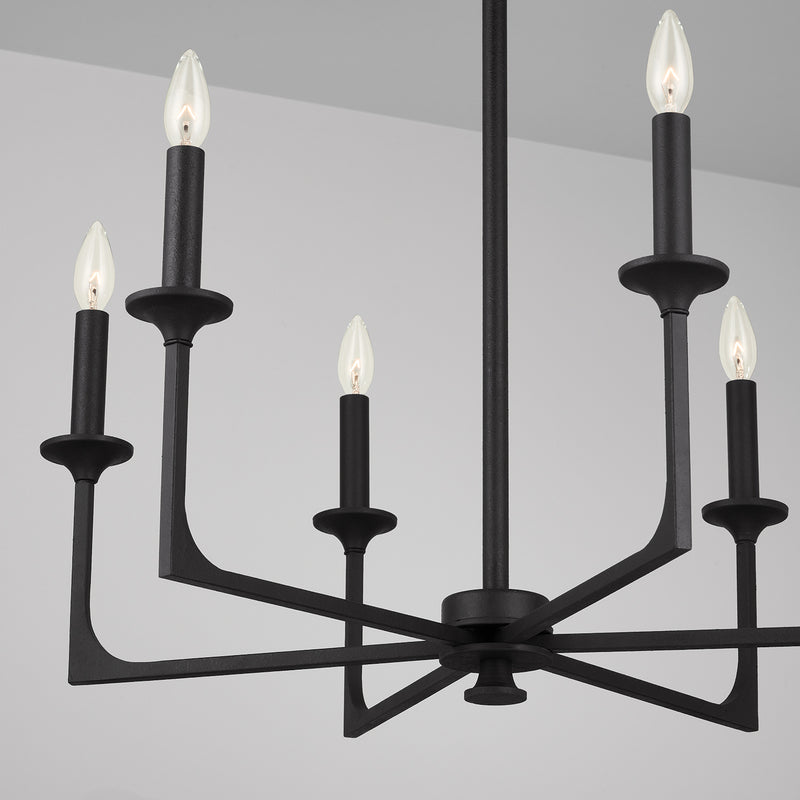 Capital Lighting 437361BI Six Light Chandelier, Black Iron