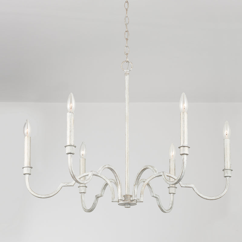 Capital Lighting 438561WW Six Light Chandelier, Winter White