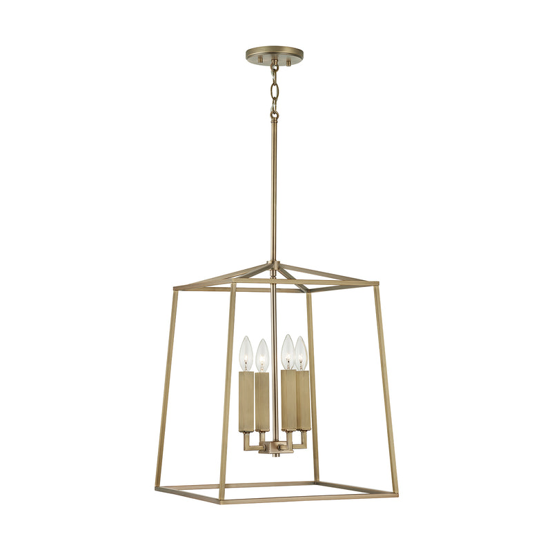 Capital Lighting 537642AD Four Light Foyer, Aged Brass