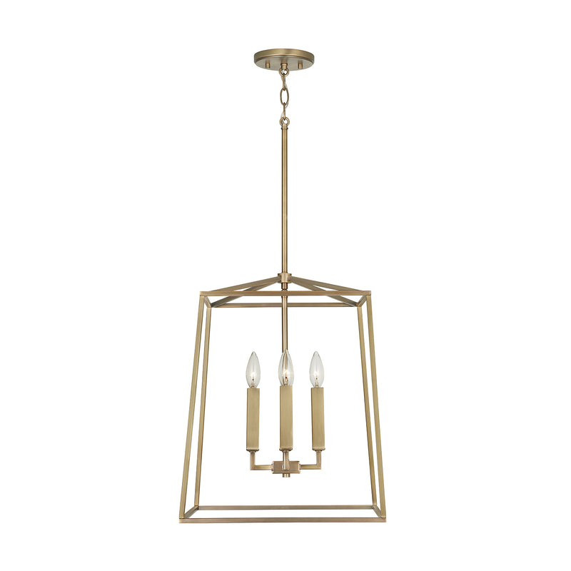 Capital Lighting 537642AD Four Light Foyer, Aged Brass